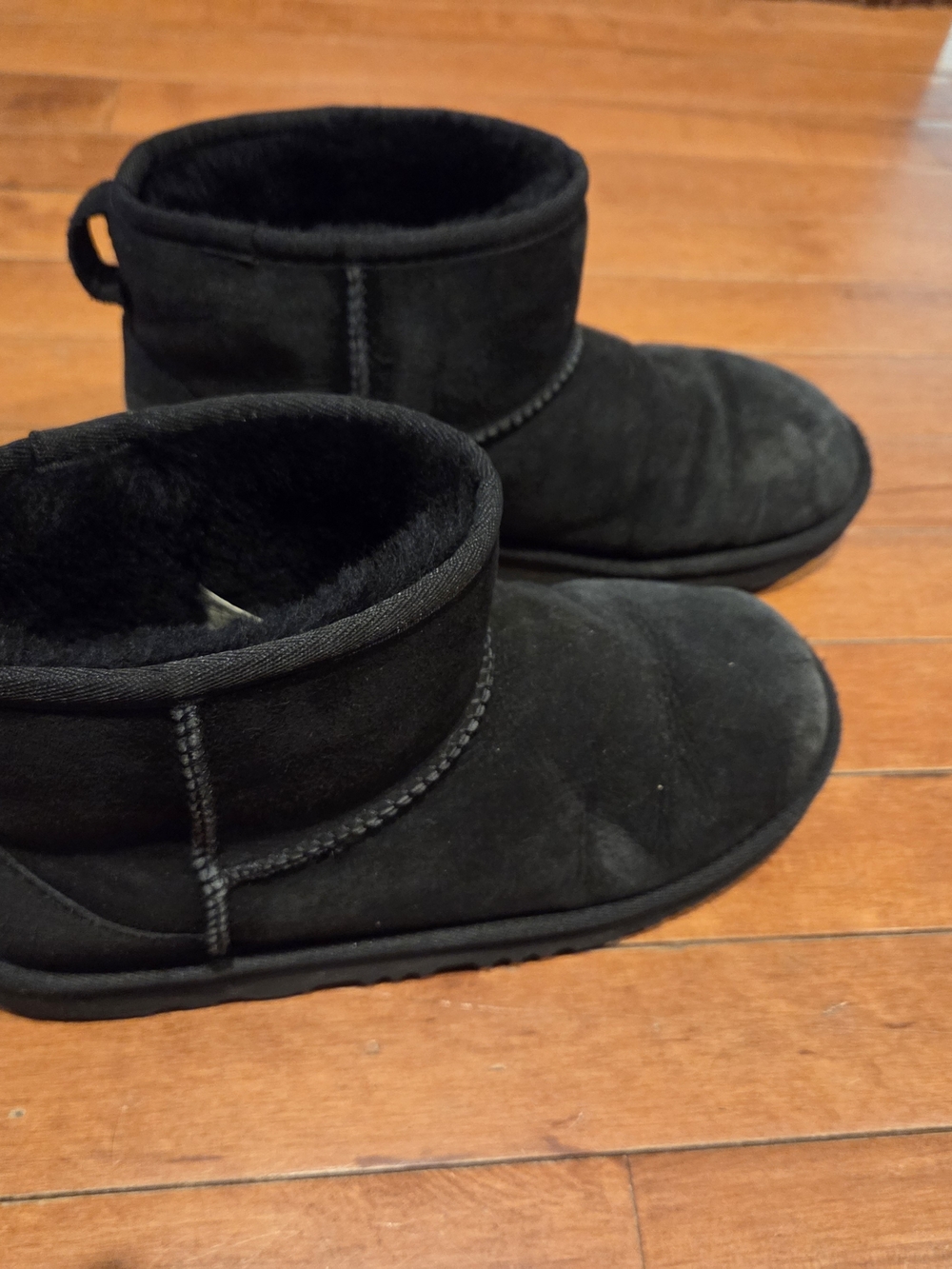 UGG Black Short Plush-Lined Ankle Booties